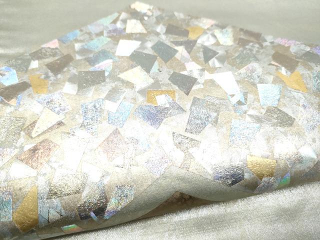 平和屋着物●金彩友禅作家　金彩の魔術師　堀省平　金煌織　太鼓柄袋帯　王朝箔　箔散らし　正絹　逸品　CABL5138hy