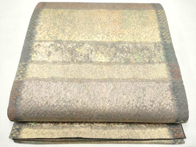 平和屋着物●両面　両方向　全通柄袋帯　献上紋　引箔　正絹　逸品　CABL5141hy