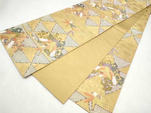 平和屋着物●六通柄袋帯　唐織　鳳凰唐草文　金糸　正絹　逸品　CABL5152hy