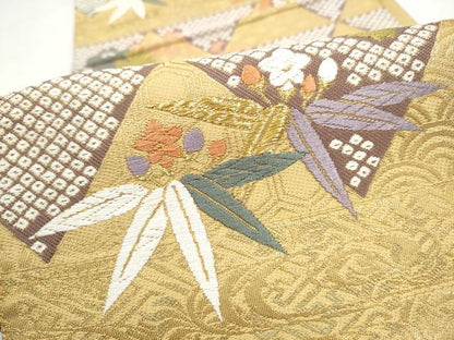 平和屋着物●六通柄袋帯　唐織　鳳凰唐草文　金糸　正絹　逸品　CABL5152hy