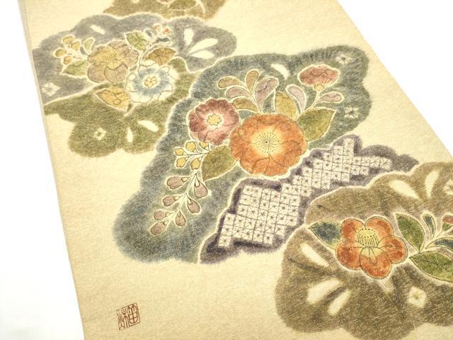 平和屋着物●太鼓柄袋帯　作家物　辻が花　金通し地　正絹　逸品　CABL5156hy