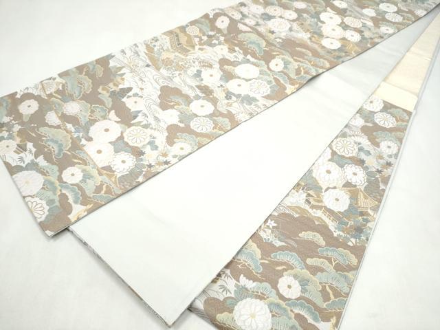 平和屋着物●六通柄袋帯　唐織　風景草花文　正絹　逸品　CABL5163hy