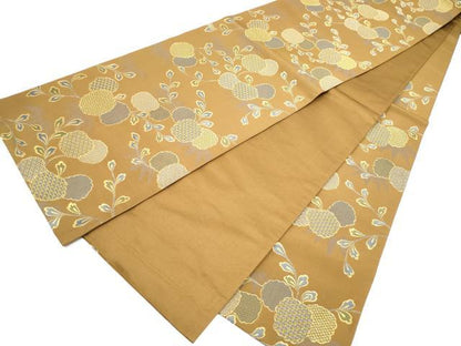 平和屋着物●六通柄袋帯 枝花文 金糸 正絹 逸品 CABL5167hy