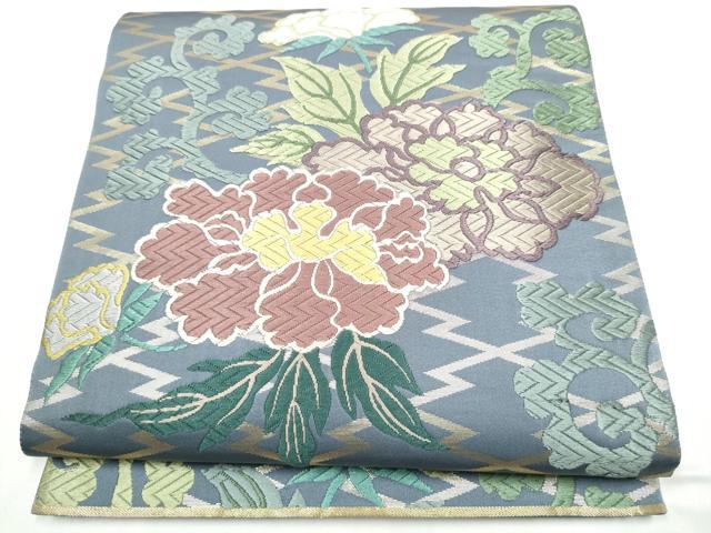 平和屋着物●六通柄袋帯 唐織 牡丹唐草文 正絹 逸品 CABL5168hy