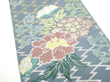 平和屋着物●六通柄袋帯 唐織 牡丹唐草文 正絹 逸品 CABL5168hy