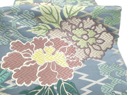 平和屋着物●六通柄袋帯 唐織 牡丹唐草文 正絹 逸品 CABL5168hy