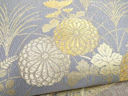平和屋着物●太鼓柄袋帯 綴れ 屏風菊文 金銀糸 正絹 逸品 CABL5169hy