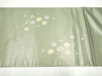 平和屋着物●太鼓柄袋帯 短冊草花文 金糸 正絹 逸品 CABL5172hy