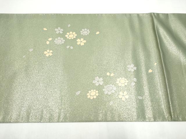 平和屋着物●太鼓柄袋帯 短冊草花文 金糸 正絹 逸品 CABL5172hy