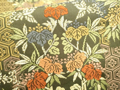 平和屋着物●六通柄袋帯 唐織 草花文 金糸 正絹 逸品 CABL5174hy