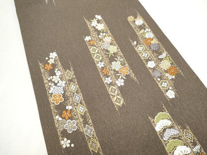 平和屋着物●六通柄袋帯 唐織 舞桜文 金糸 正絹 逸品 CABL5175hy