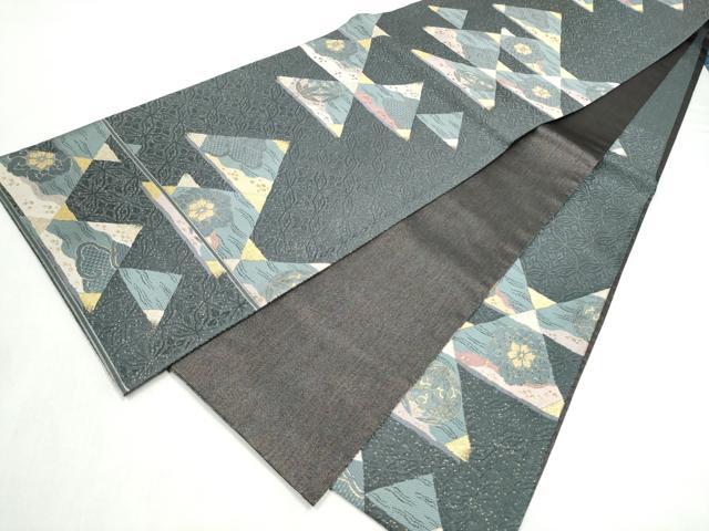 平和屋着物●六通柄袋帯 唐織 北条鱗華文 金銀糸 正絹 逸品 CABL5176hy