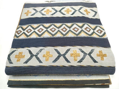 平和屋着物●両面 太鼓柄 京袋帯 すくい織 花唐草文 正絹 逸品 CABL5183hy