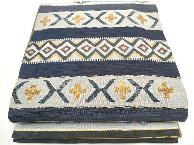 平和屋着物●両面 太鼓柄 京袋帯 すくい織 花唐草文 正絹 逸品 CABL5183hy
