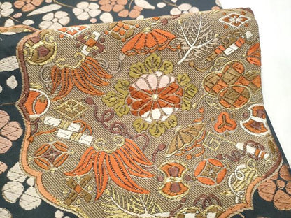 平和屋着物●六通柄袋帯 唐織 宝尽くし花文 金糸 正絹 逸品 CABL5184hy