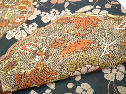 平和屋着物●六通柄袋帯 唐織 宝尽くし花文 金糸 正絹 逸品 CABL5184hy