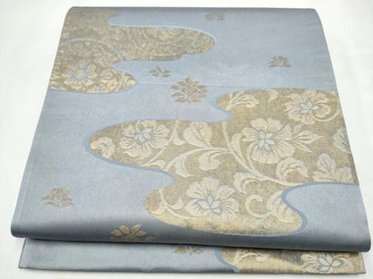 平和屋着物●澤屋重兵衛 六通柄袋帯 花唐草文 金糸 正絹 逸品 CABL5185hy