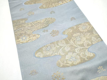 平和屋着物●澤屋重兵衛 六通柄袋帯 花唐草文 金糸 正絹 逸品 CABL5185hy