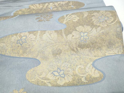 平和屋着物●澤屋重兵衛 六通柄袋帯 花唐草文 金糸 正絹 逸品 CABL5185hy