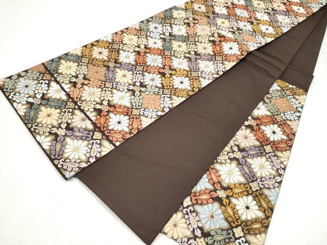 平和屋着物●六通柄袋帯 唐織 菱花文 金糸 正絹 逸品 CABL5191hy