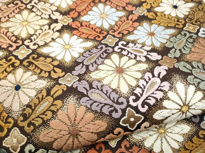 平和屋着物●六通柄袋帯 唐織 菱花文 金糸 正絹 逸品 CABL5191hy