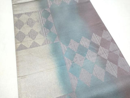 平和屋着物●六通柄袋帯 幾何学文様 引箔 正絹 逸品 CABL5196hy