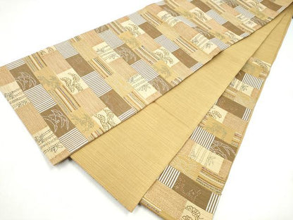 平和屋着物●六通柄袋帯 刺し子 松竹梅 正絹 逸品 未使用 CABL5197hy