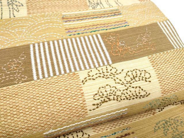 平和屋着物●六通柄袋帯 刺し子 松竹梅 正絹 逸品 未使用 CABL5197hy