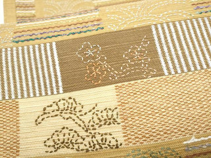 平和屋着物●六通柄袋帯 刺し子 松竹梅 正絹 逸品 未使用 CABL5197hy
