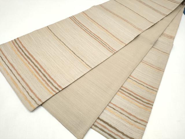 平和屋着物●六通柄袋帯　横段文　正絹　逸品　CABL5198hy