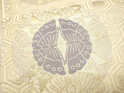 平和屋着物●六通柄袋帯　唐織　鳳凰花蝶丸文　金糸　正絹　逸品　CABL5200hy