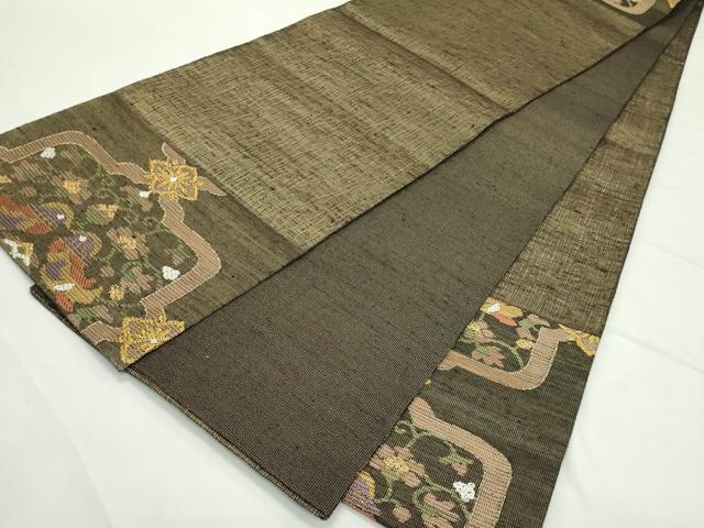 平和屋着物＊夏物　太鼓柄袋帯　向かい鳥花唐草文　金銀糸　正絹　逸品　CABL5205rv