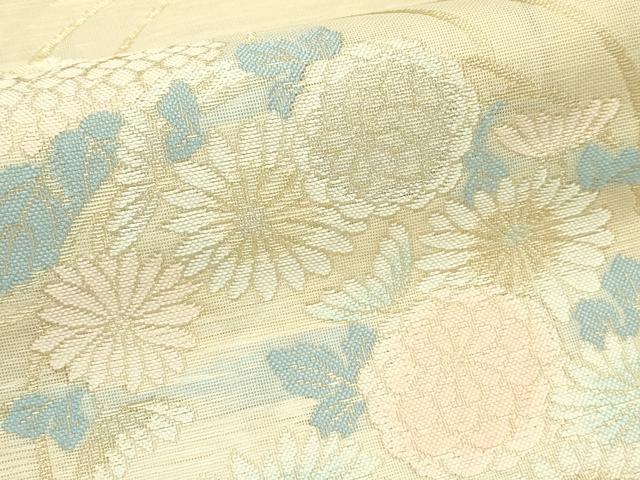 平和屋着物＊夏物　六通柄袋帯　流水草花丸文　金銀糸　正絹　逸品　CABL5208rv