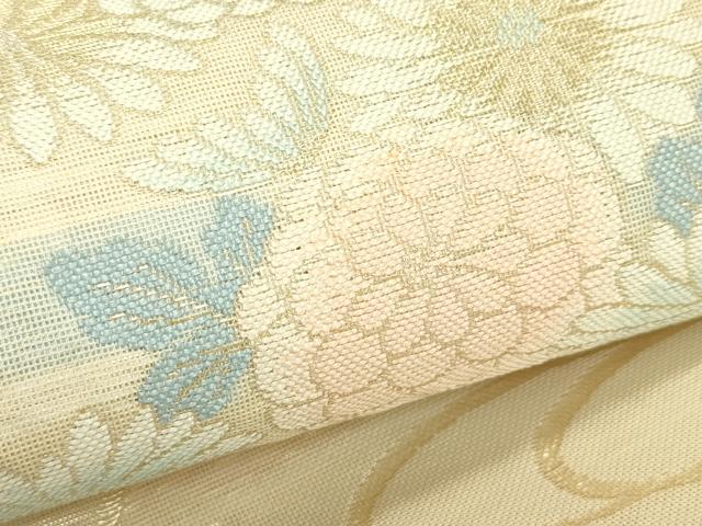 平和屋着物＊夏物　六通柄袋帯　流水草花丸文　金銀糸　正絹　逸品　CABL5208rv