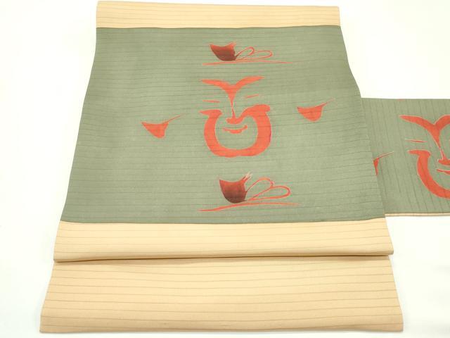 平和屋着物＊夏物　絽塩瀬　九寸名古屋帯　抽象文　正絹　逸品　CABL5212rv