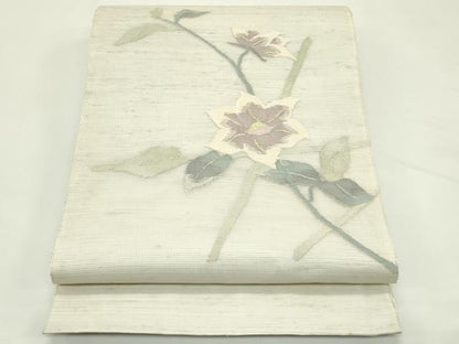 平和屋着物＊夏物　太鼓柄袋帯　すくい織　草花文　金銀糸　正絹　逸品　CABL5217rv