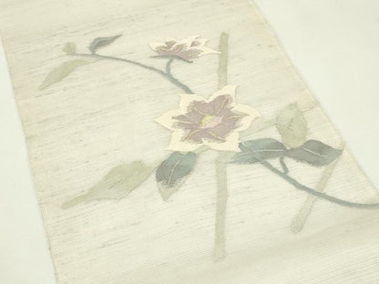 平和屋着物＊夏物　太鼓柄袋帯　すくい織　草花文　金銀糸　正絹　逸品　CABL5217rv