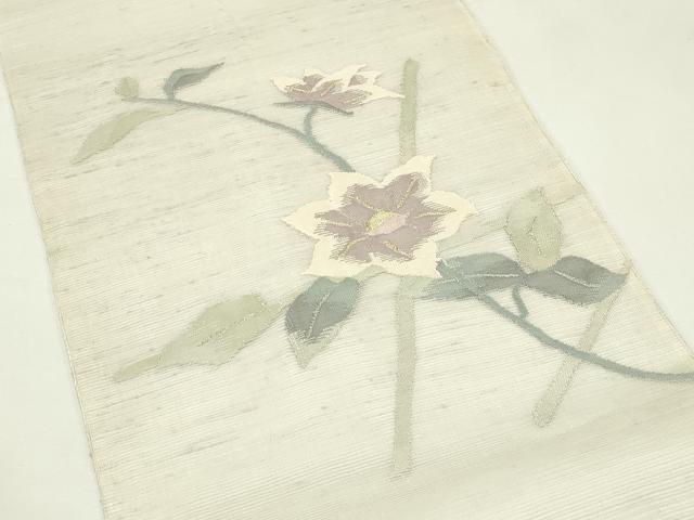 平和屋着物＊夏物　太鼓柄袋帯　すくい織　草花文　金銀糸　正絹　逸品　CABL5217rv