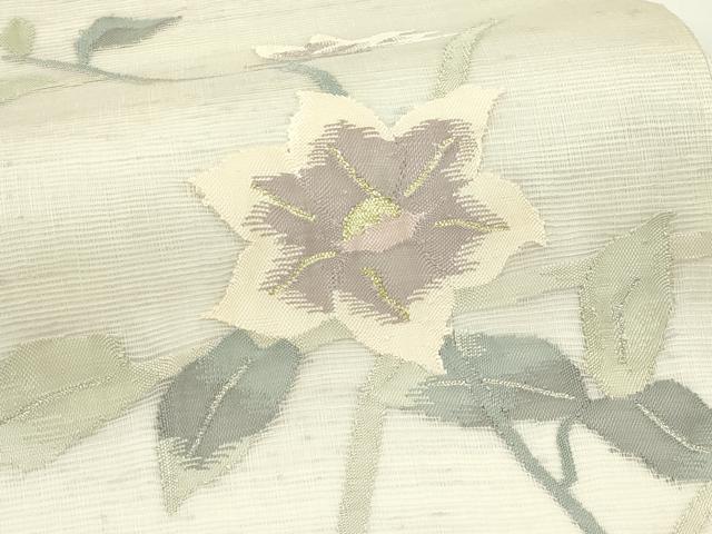 平和屋着物＊夏物　太鼓柄袋帯　すくい織　草花文　金銀糸　正絹　逸品　CABL5217rv