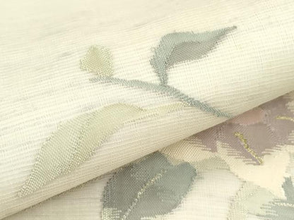 平和屋着物＊夏物　太鼓柄袋帯　すくい織　草花文　金銀糸　正絹　逸品　CABL5217rv