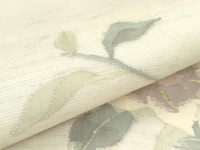 平和屋着物＊夏物　太鼓柄袋帯　すくい織　草花文　金銀糸　正絹　逸品　CABL5217rv