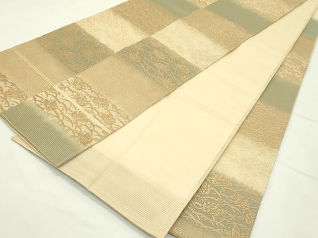 平和屋着物＊夏物　六通柄袋帯　唐織　露芝舞蝶市松文　金糸　正絹　逸品　CABL5219rv
