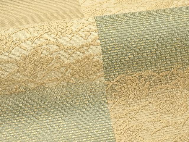平和屋着物＊夏物　六通柄袋帯　唐織　露芝舞蝶市松文　金糸　正絹　逸品　CABL5219rv