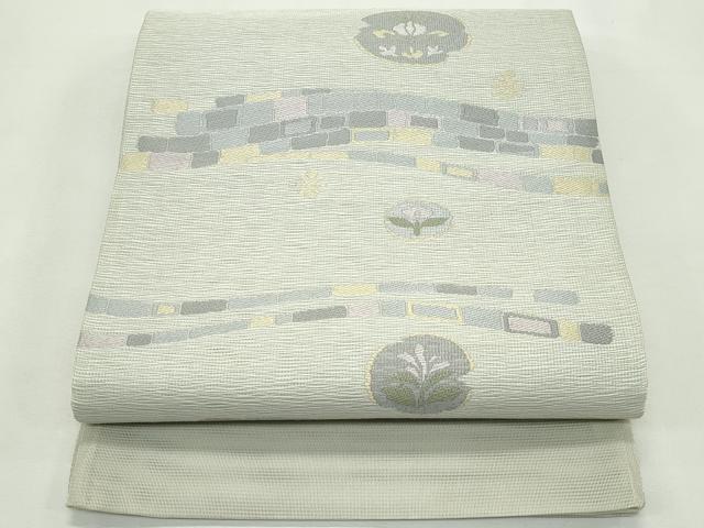 平和屋着物＊夏物　六通柄袋帯　草花文　正絹　逸品　未使用　CABL5220rv