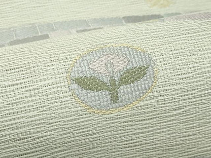 平和屋着物＊夏物　六通柄袋帯　草花文　正絹　逸品　未使用　CABL5220rv