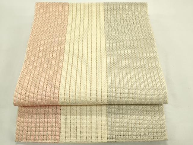 平和屋着物＊夏物　八寸名古屋帯　間道　正絹　逸品　CABL5228rv