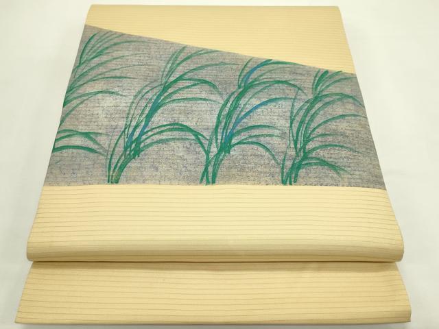 平和屋着物＊夏物　絽塩瀬　九寸開き名古屋帯　草木文　金銀彩　正絹　逸品　CABL5235rv