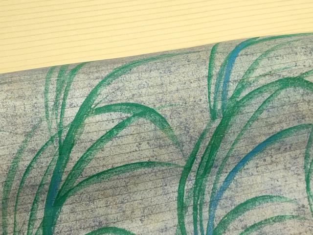 平和屋着物＊夏物　絽塩瀬　九寸開き名古屋帯　草木文　金銀彩　正絹　逸品　CABL5235rv