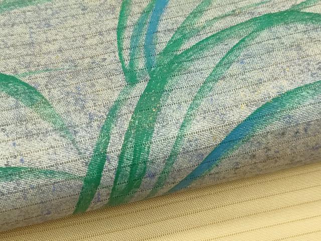 平和屋着物＊夏物　絽塩瀬　九寸開き名古屋帯　草木文　金銀彩　正絹　逸品　CABL5235rv