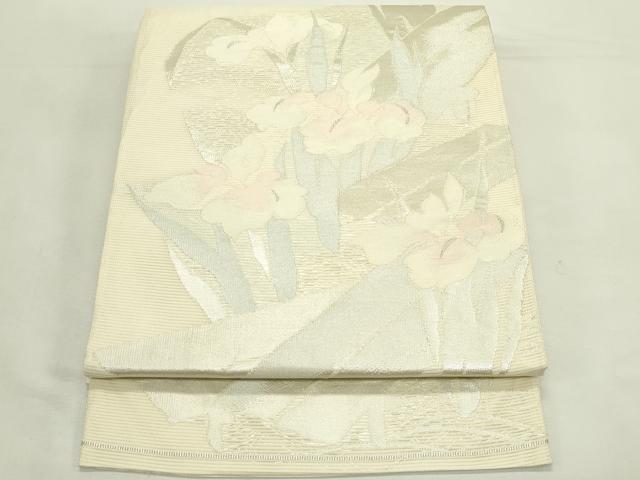 平和屋着物＊夏物　六通柄袋帯　杜若　銀糸　正絹　逸品　未使用　CABL5239rv
